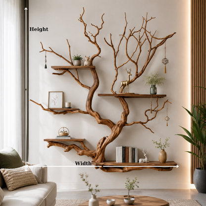 Handcrafted Solid Wood Tree Bookshelf with Organic Flowing Branches