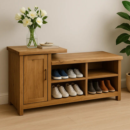 Handcrafted Solid Wood Bench – Entryway Storage, Cabinet & Shoe Cubbies Kitchnce