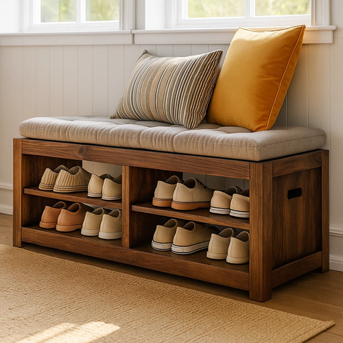 Handcrafted Solid Wood Bench – Transitional Design with Comfortable Upholstered Top Kitchnce