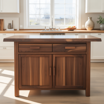 Handcrafted Solid Wood Kitchen Island with Dual Drawers and Spacious Cabinet Storage Kitchnce