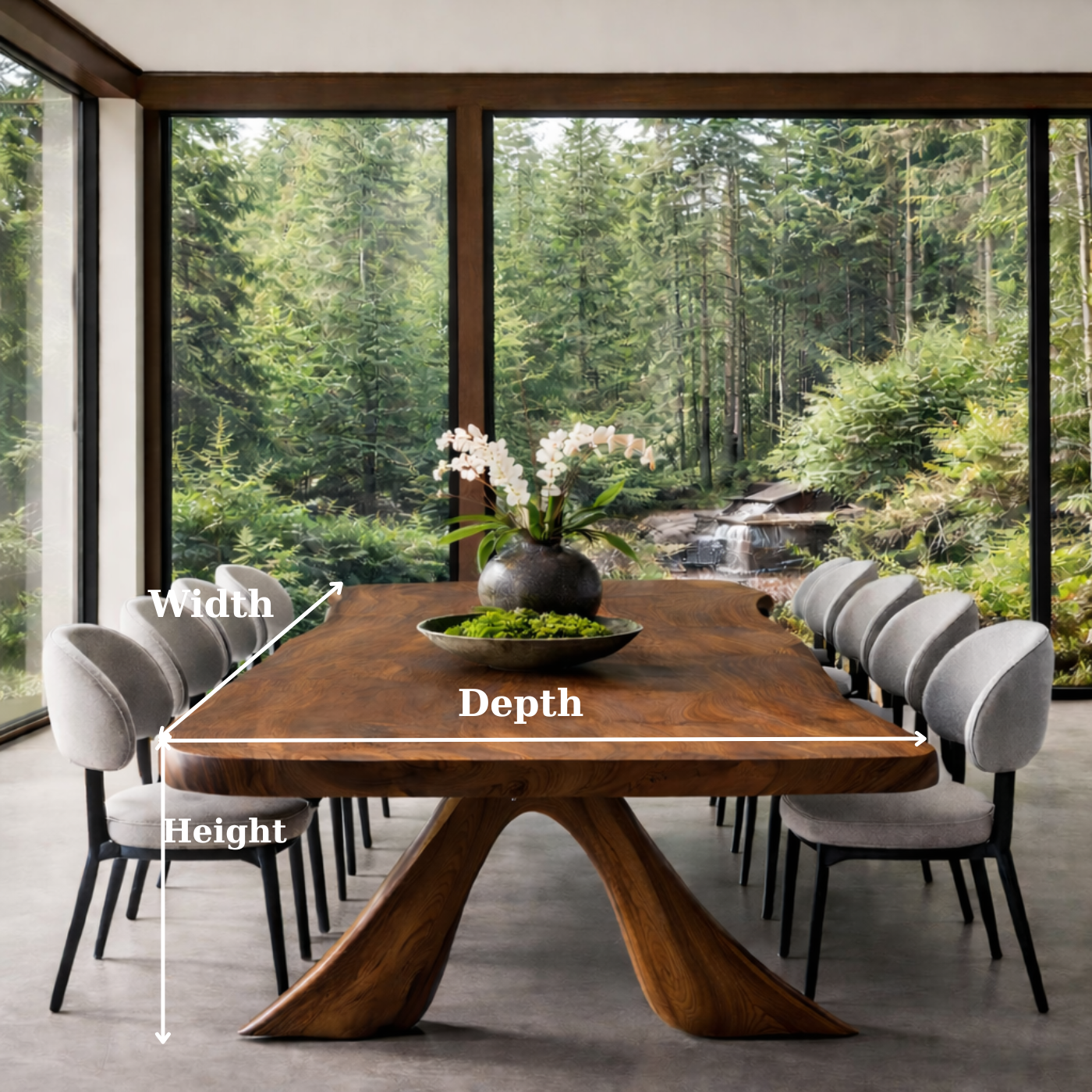 Solid Wood Sculptural Dining Table Organic Modern Design