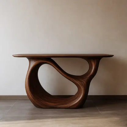 Handcrafted Solid Wood Infinity Console Table – Organic Modern Design Kitchnce