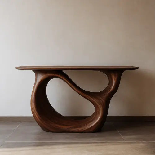 Handcrafted Solid Wood Infinity Console Table – Organic Modern Design Kitchnce
