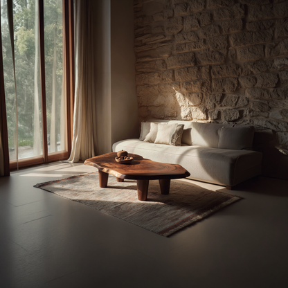 Organic Live Edge Coffee Table with Rounded Solid Legs