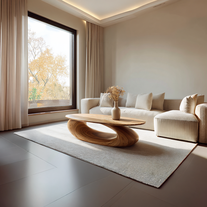 Flowing Sculptural Coffee Table with Continuous Curve Base