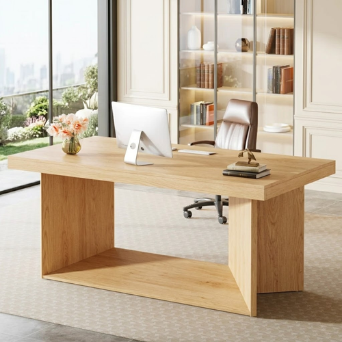 Modern Executive Work Desk, Minimalist Office Table, Large Home Office Writing Desk for Study