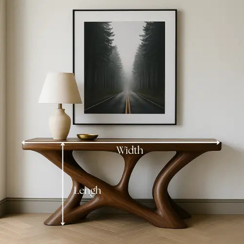Handcrafted Solid Wood Horizon Console Table – Contemporary Organic Design Kitchnce