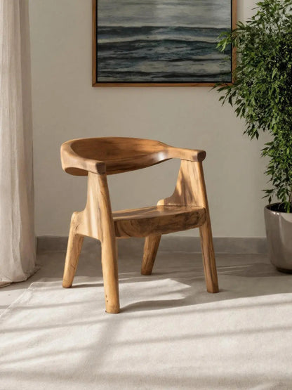 Sculptural Armchair With Curved Backrest For Living Room Kitchnce