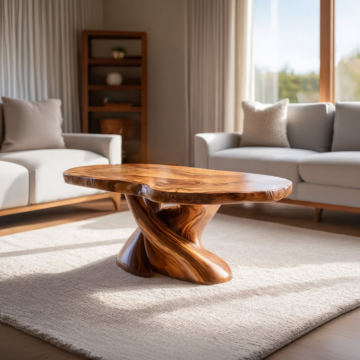 Sculptural Twist Pedestal Coffee Table for Organic Modern Living
