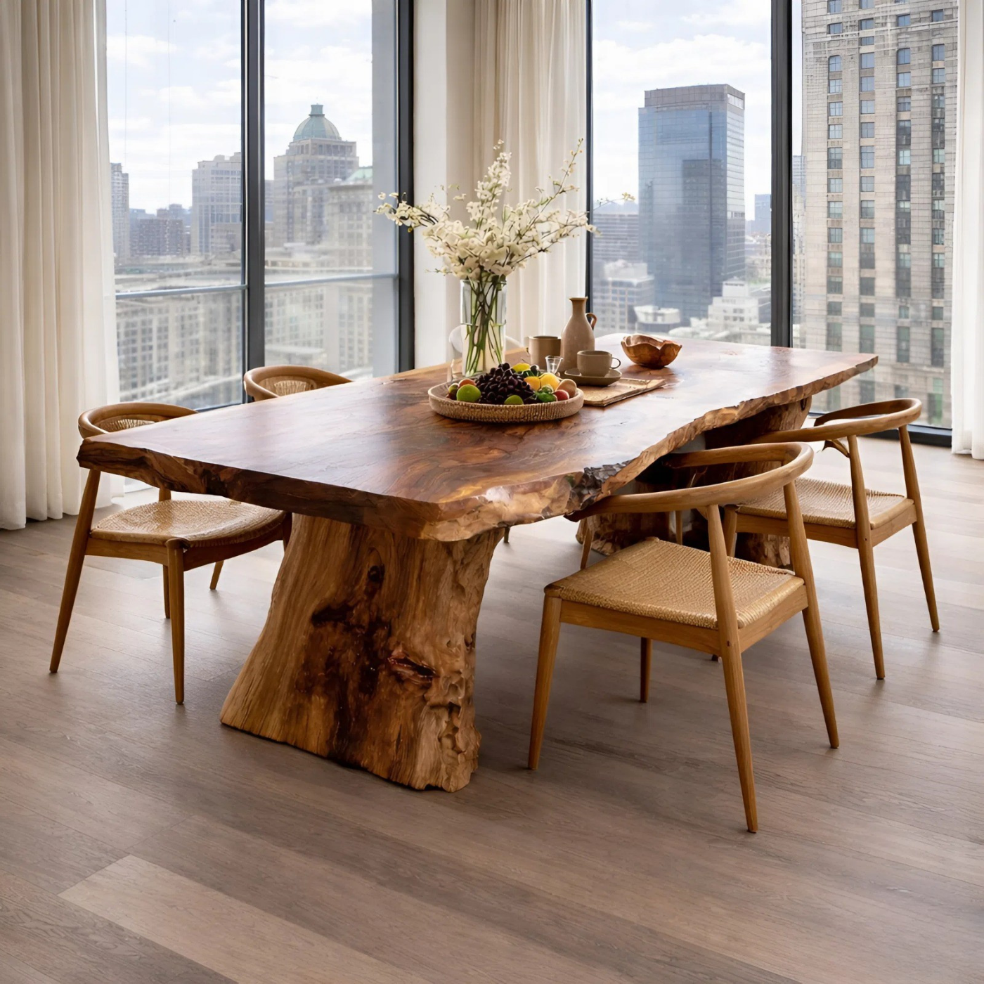 Handcrafted Solid Wood Live Edge Dining Table for Modern Interiors