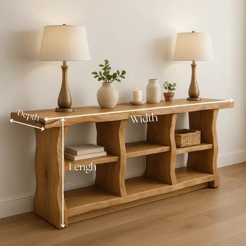Handcrafted Solid Wood Sculptural Console Table – Organic Modern Design Kitchnce