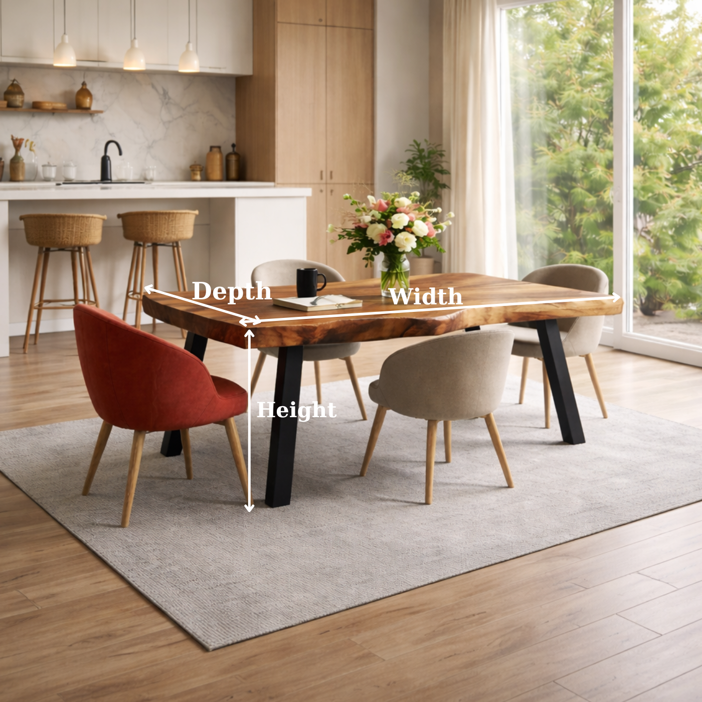 Live Edge Solid Wood Dining Table for Modern Interiors