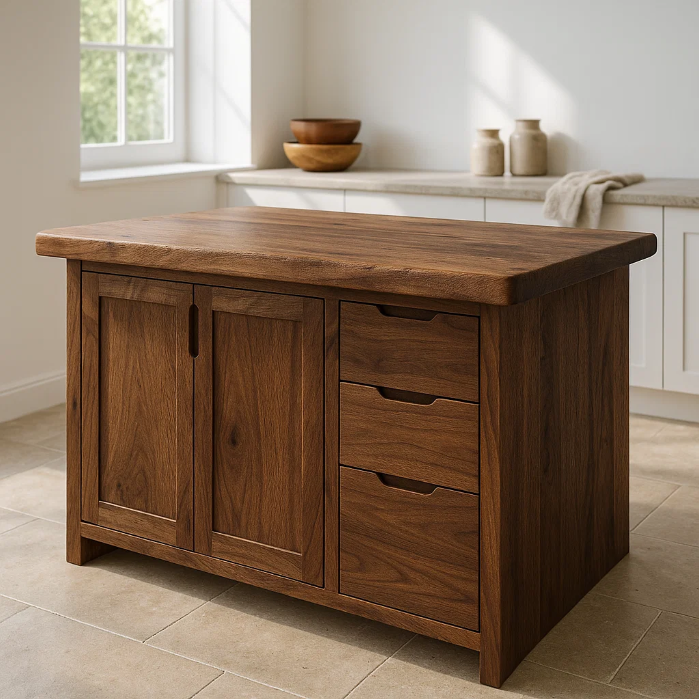 Handcrafted Soild Wood Kitchen Island - Modern Storage Cabinet & Prep Station Kitchnce