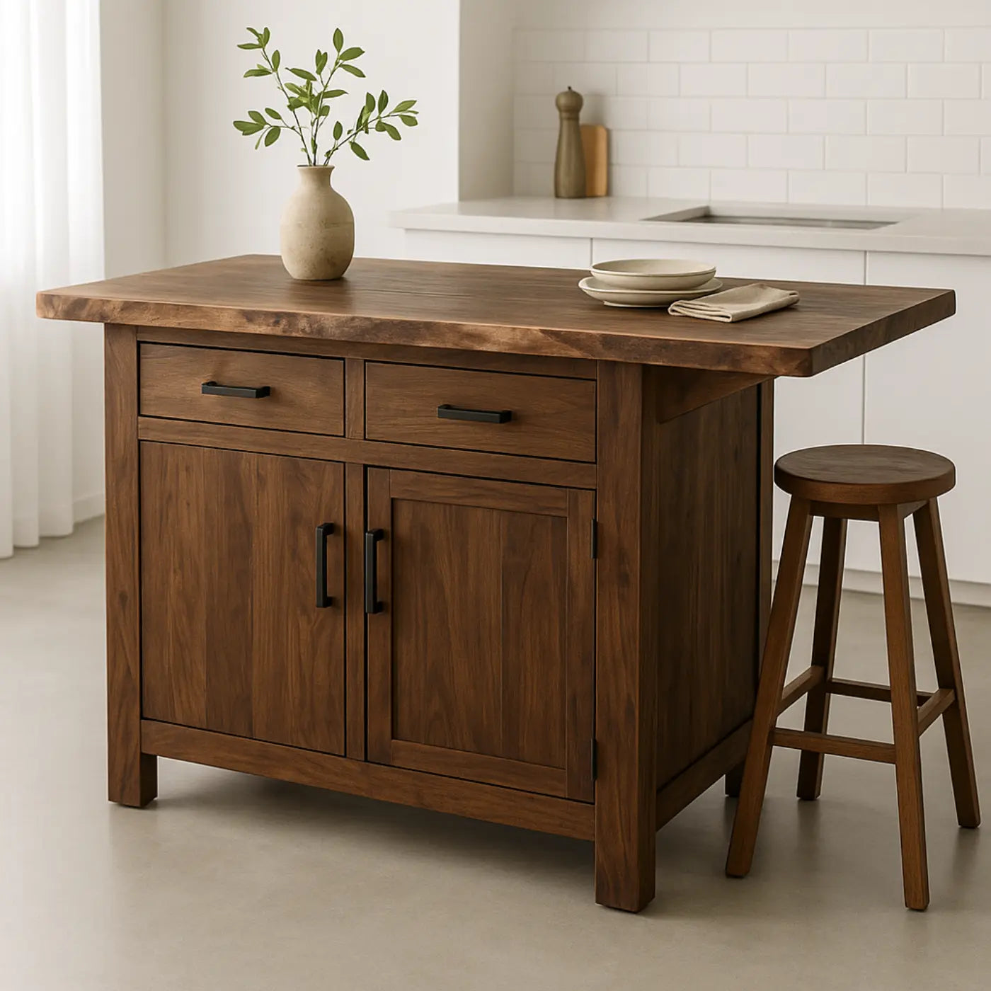 Handcrafted Solid Wood Kitchen Island - Storage Cabinets & Drawers Kitchnce