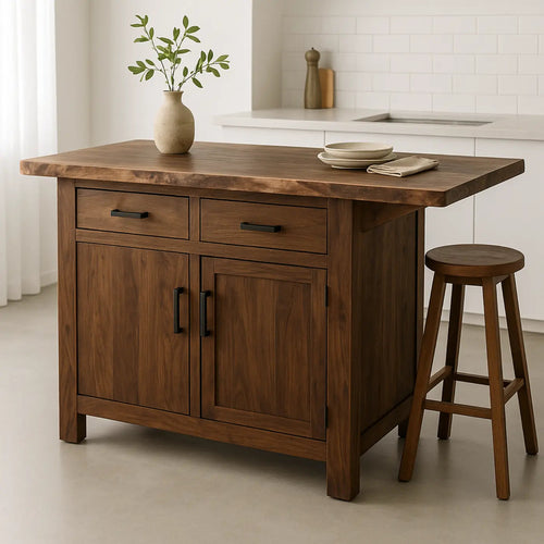 Handcrafted Solid Wood Kitchen Island - Storage Cabinets & Drawers Kitchnce