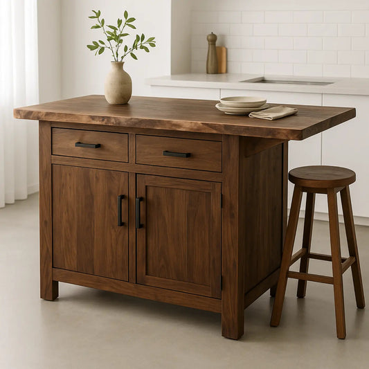 Handcrafted Solid Wood Kitchen Island - Storage Cabinets & Drawers Kitchnce