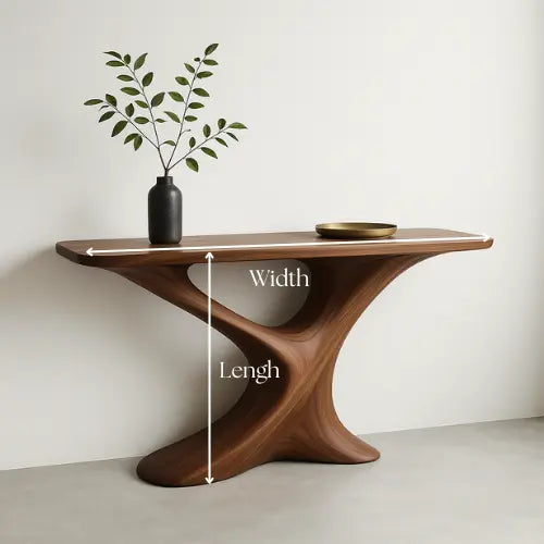 Handcrafted Solid Wood Twist Console Table – Modern Sculptural Design Kitchnce