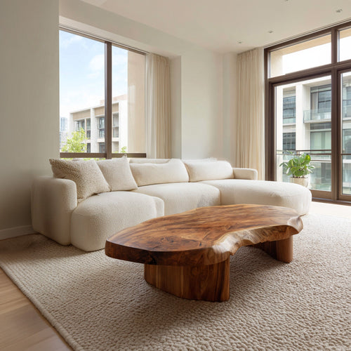 Organic Freeform Live Edge Coffee Table With Sculptural Base