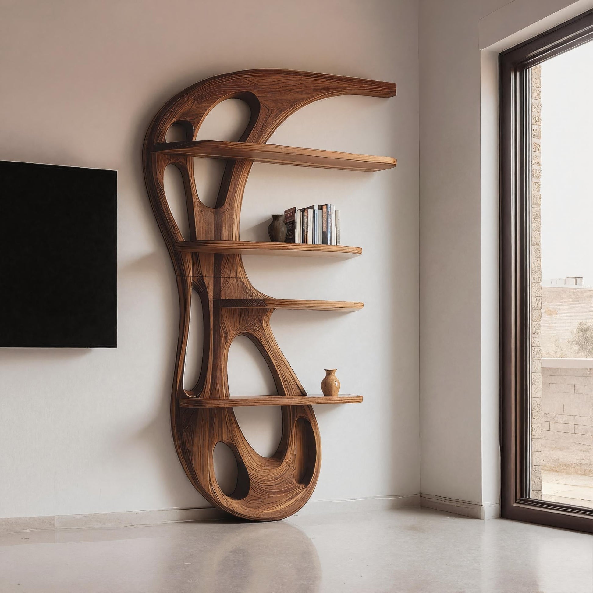Modern Organic Bookshelf For Living Room Interior Decor Kitchnce