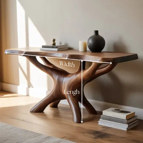 Handcrafted Solid Wood Root Console Table – Organic Sculptural Design Kitchnce