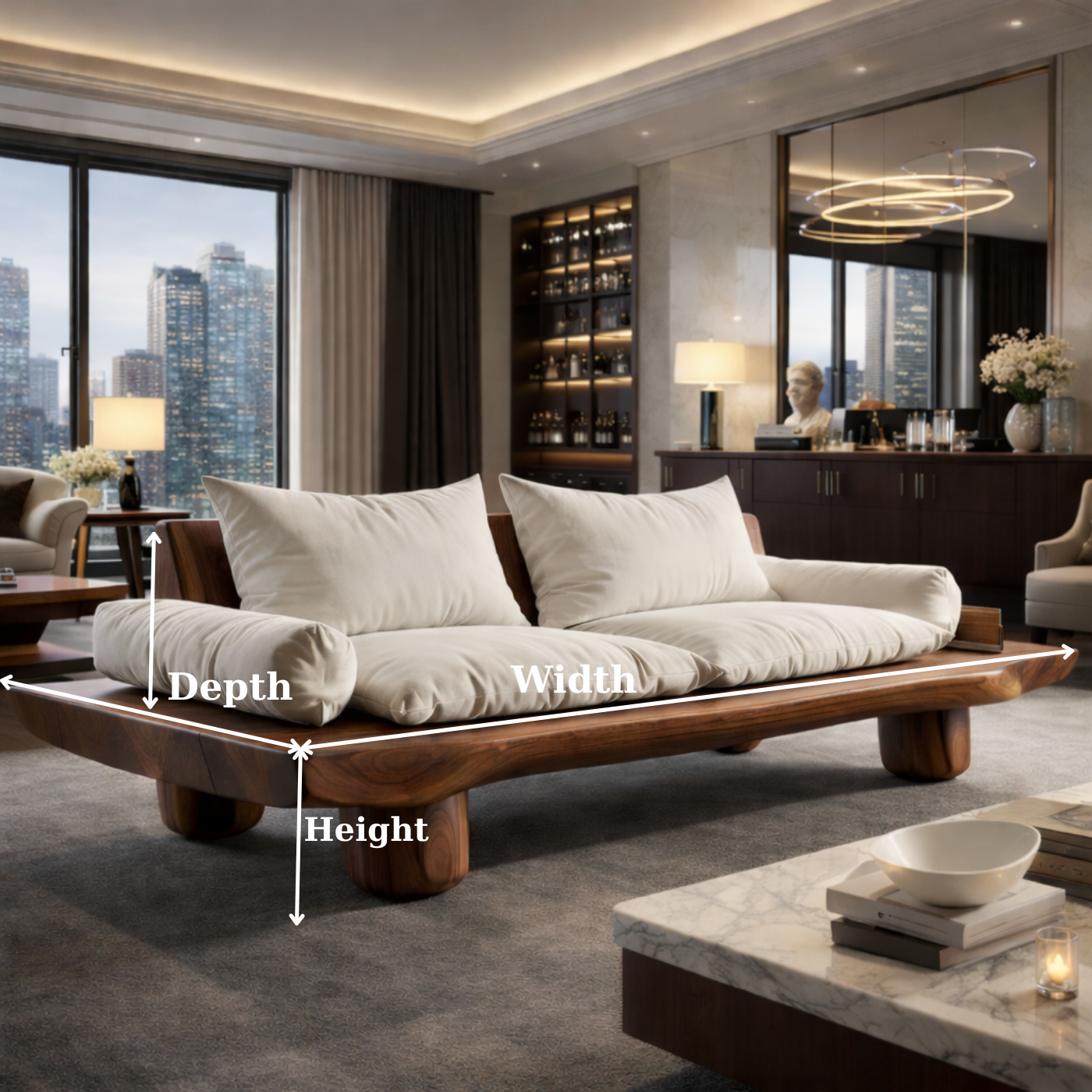 Solid Wood Platform Sofa Organic Modern Design