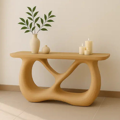 Handcrafted Solid Wood Flow Console Table – Modern Light Oak Design Kitchnce