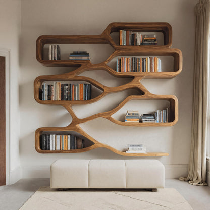 Modern Sculpted Bookcase For Living Room Kitchnce