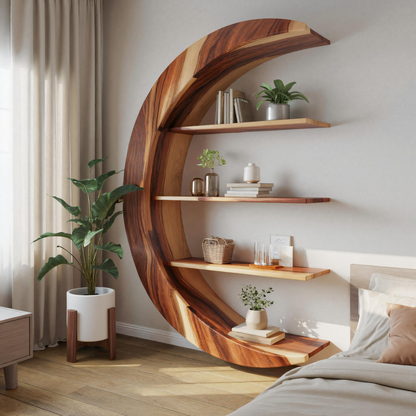 Modern Floating Moon Bookshelf For Living Room Or Bedroom Kitchnce