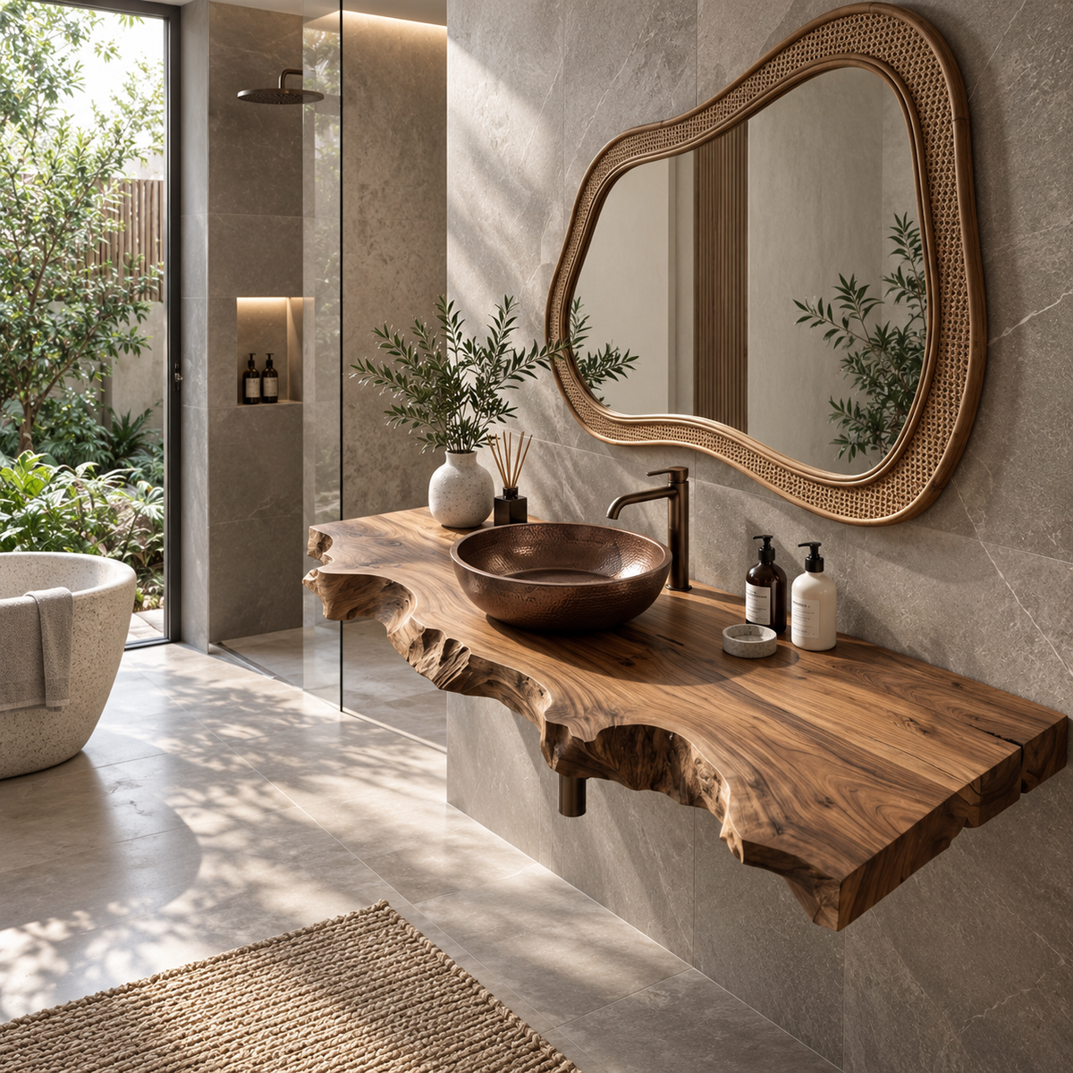 Sierra Live Edge Solid Wood Floating Bathroom Vanity
