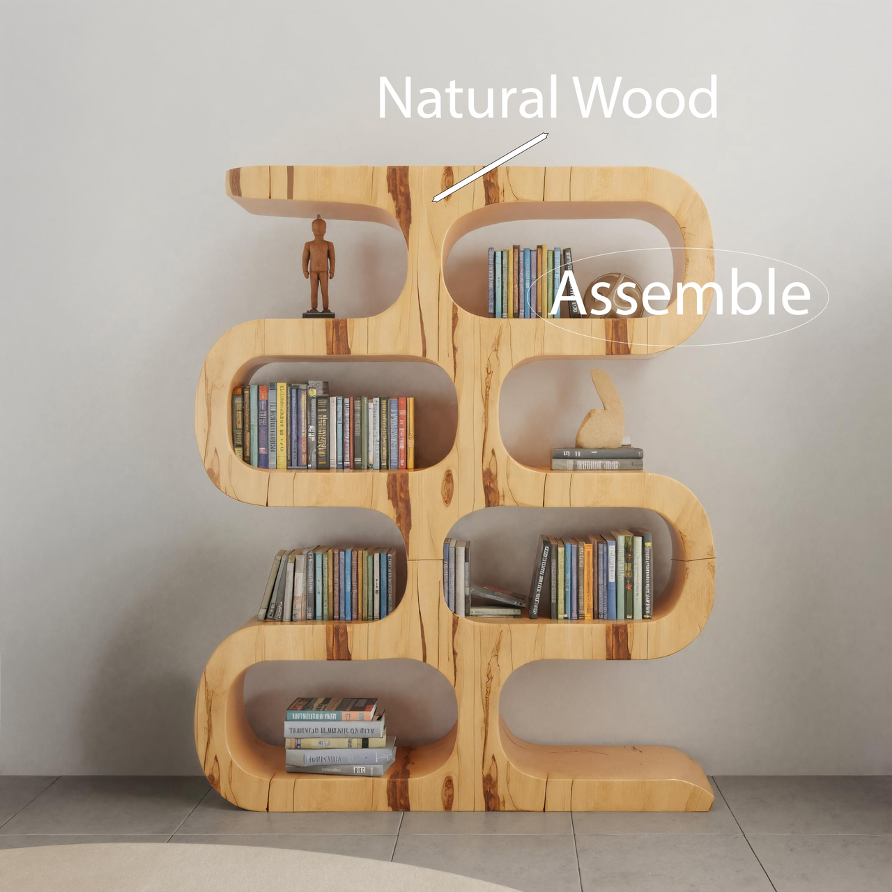 Modern Curved Bookshelf For Japandi Or Minimalist Living Room Kitchnce