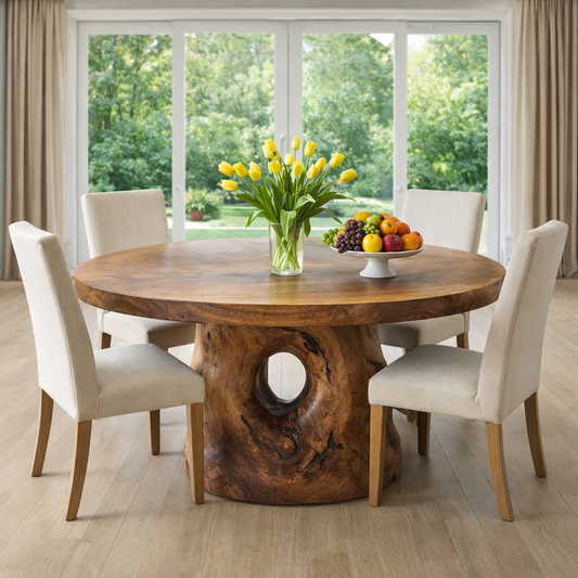 Handcrafted Round Solid Wood Dining Table for Modern Home Decor