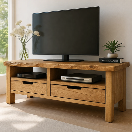 Solid Wood TV Stand with Drawers and Open Shelf Rustic Entertainment Center
