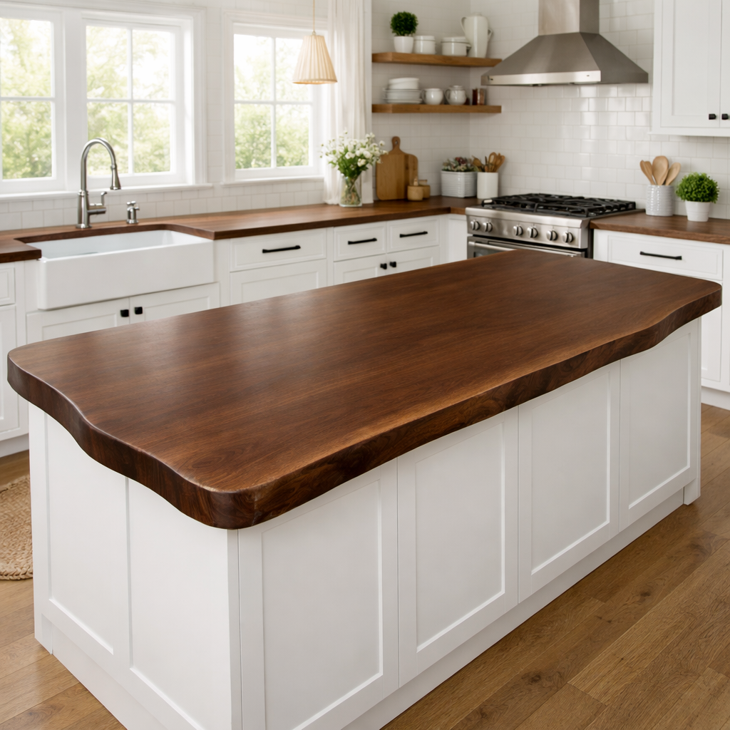 Solid Wood Kitchen Countertop – Thick Island Top for Farmhouse Kitchen Kitchnce