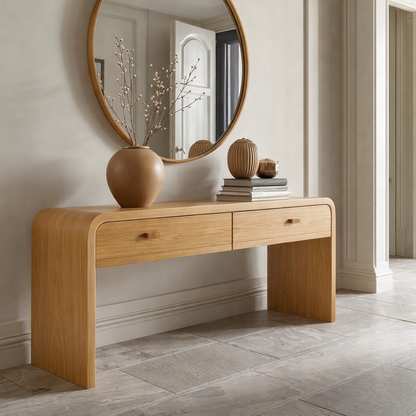 Solid Wood Console Table with Drawers – Modern Hallway Table
