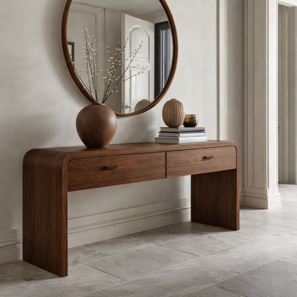 Solid Wood Console Table with Drawers – Modern Hallway Table