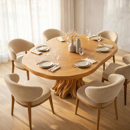 Modern Organic Walnut Dining Table with Handcrafted Sculptural Base
