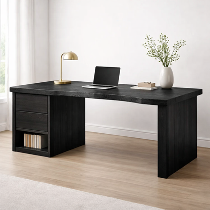 Handcrafted Solid Wood Desk with Live Edge and Drawer Storage