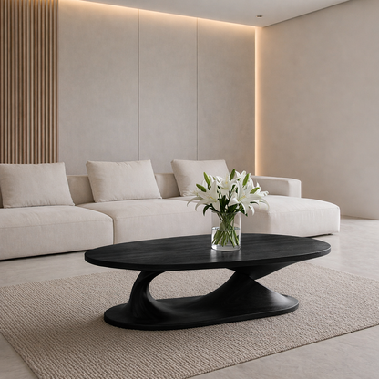 Handcrafted Sculptural Solid Wood Coffee Table, Unique Organic Minimalist Center Table