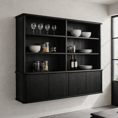 Solid Wood Kitchen Cabinet with Shelves – Wall Mounted Storage Display Unit