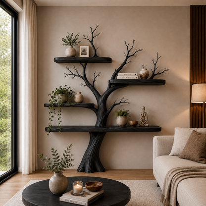 Tree Bookshelf | Handmade Solid Wood Wall Shelf