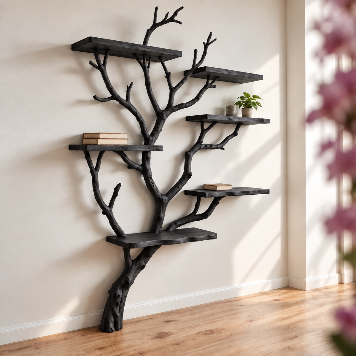 Liora Handcrafted Solid Wood Tree Bookshelf