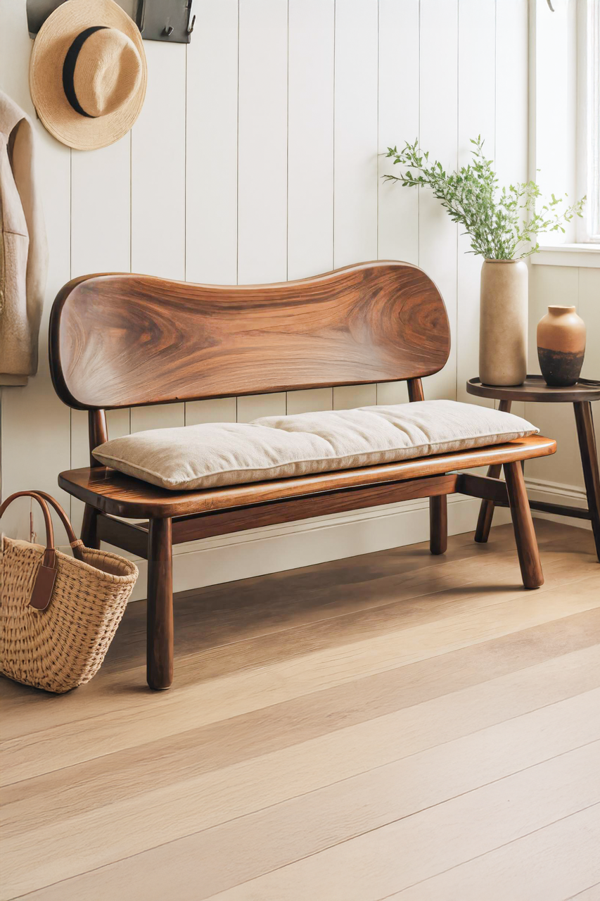 Modern Bench With Curved Backrest For Bedroom Kitchnce