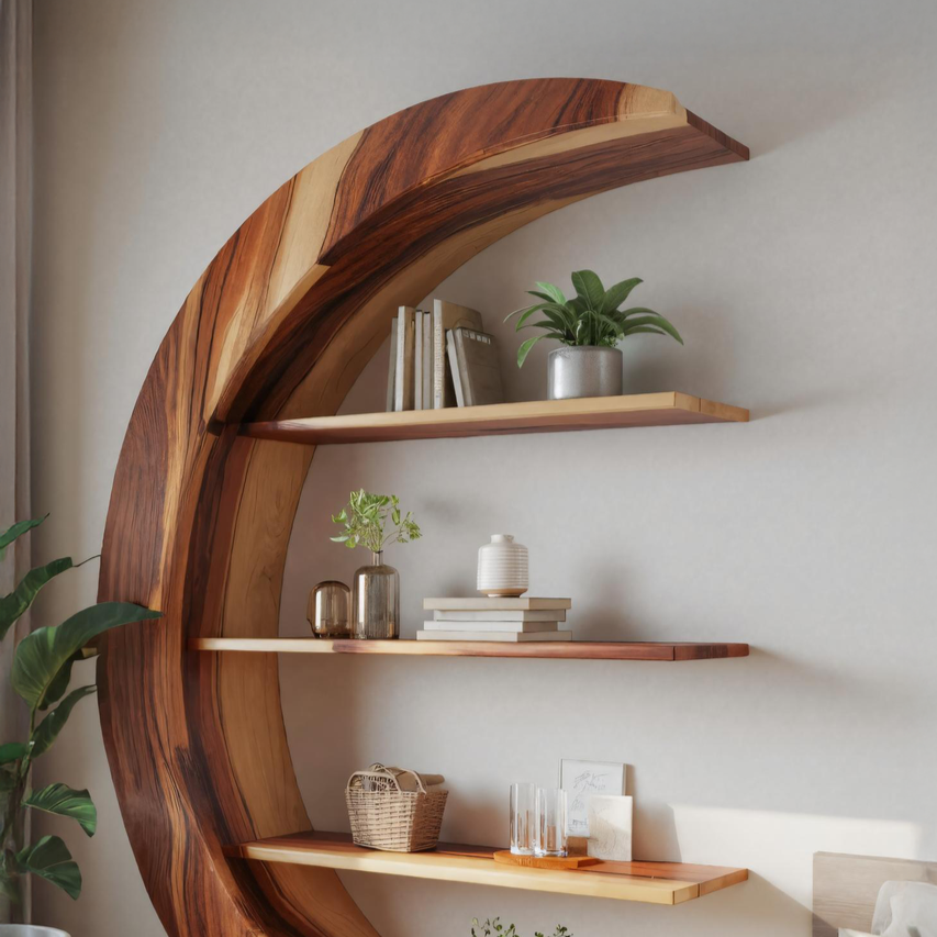 Modern Floating Moon Bookshelf For Living Room Or Bedroom Kitchnce