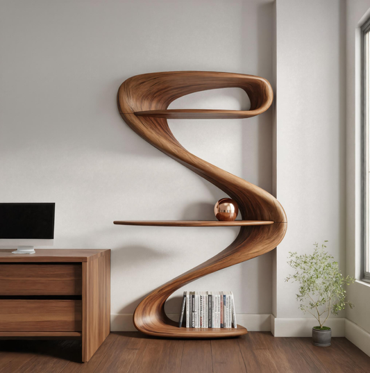 Modern Wave Bookshelf For Living Room Or Contemporary Interior Kitchnce