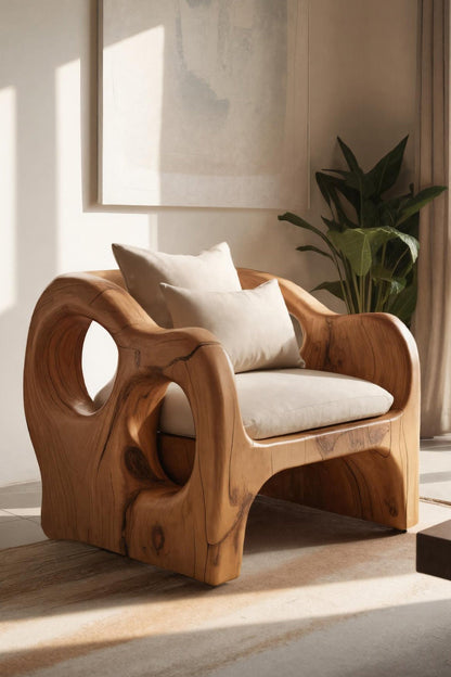 Artistic Sculpted Armchair For Living Room Or Lounge Kitchnce