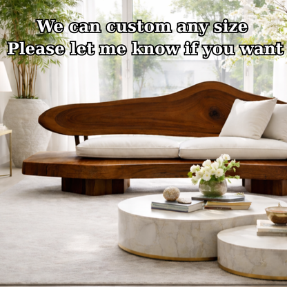 Solid Wood Sculptural Sofa Organic Modern Style