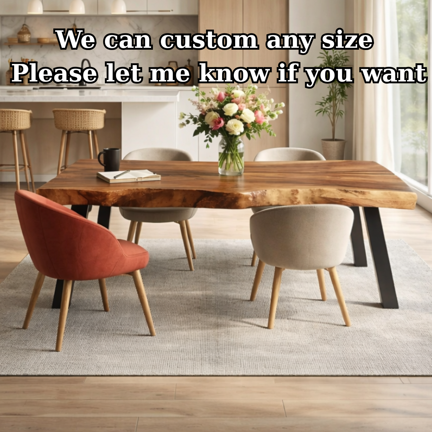 Live Edge Solid Wood Dining Table for Modern Interiors