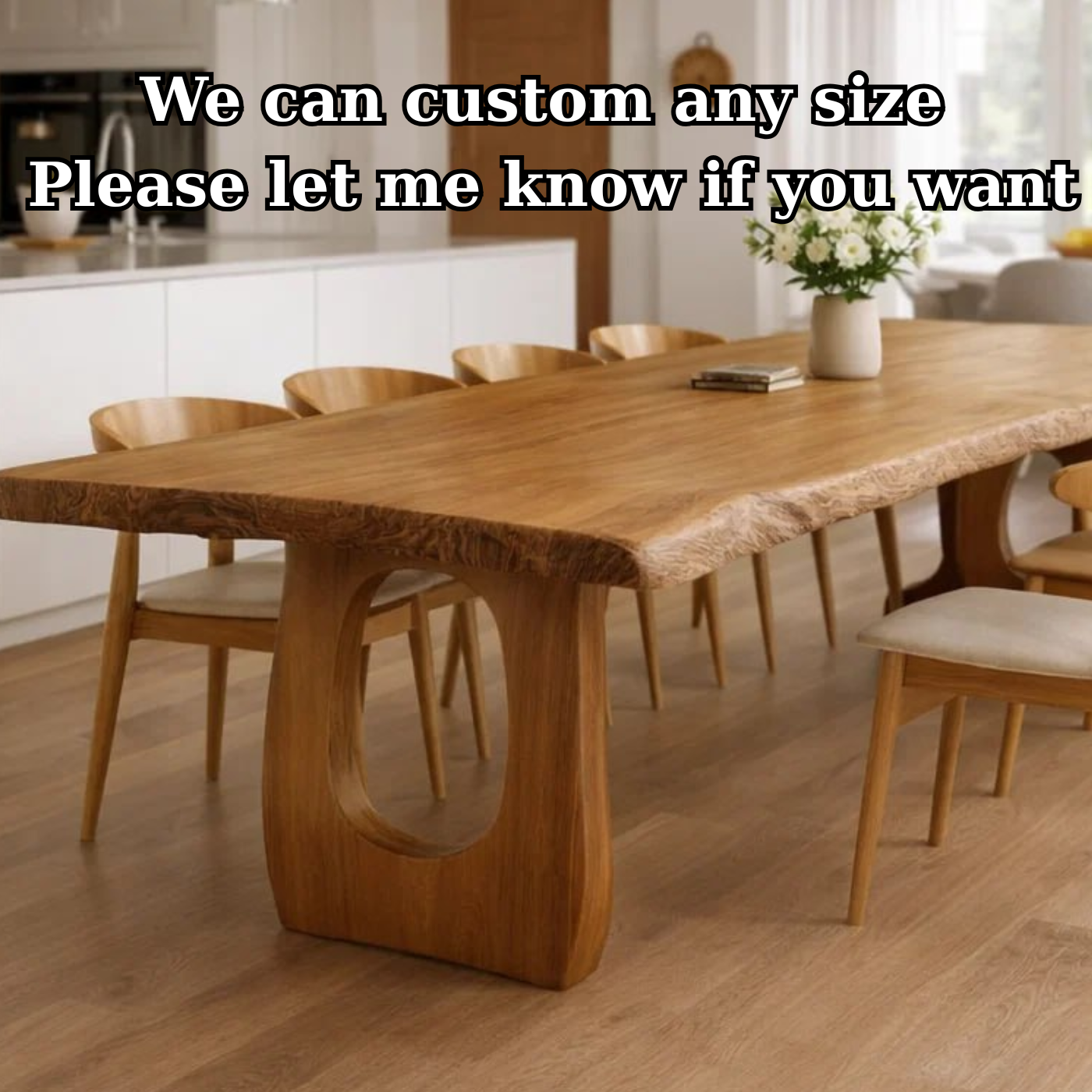 Handcrafted Live Edge Solid Oak Dining Table Modern Scandinavian Kitchen Table