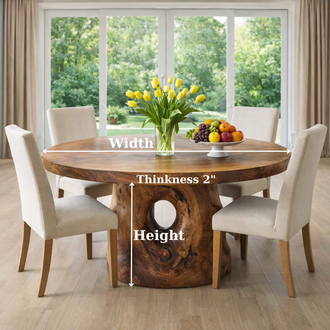 Handcrafted Round Solid Wood Dining Table for Modern Home Decor