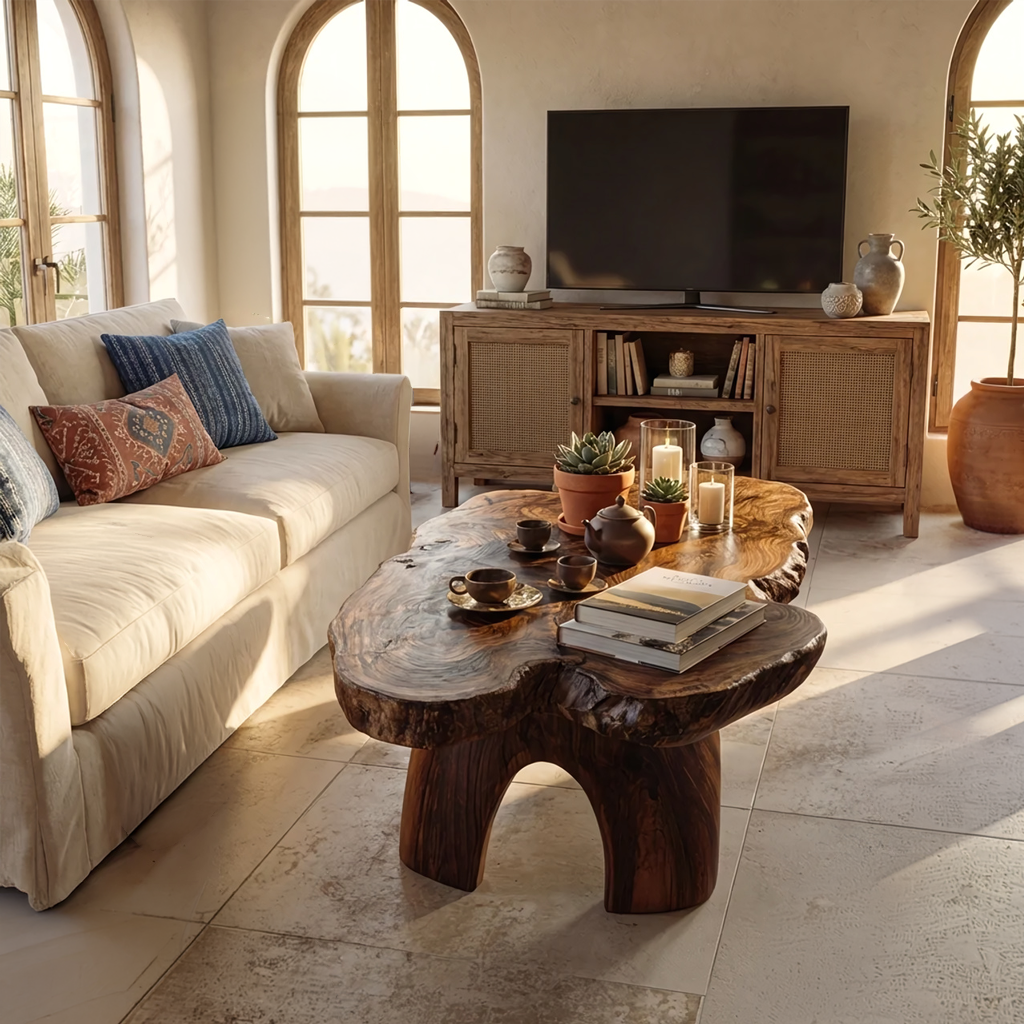 Live Edge Organic Coffee Table with Sculptural Natural Form